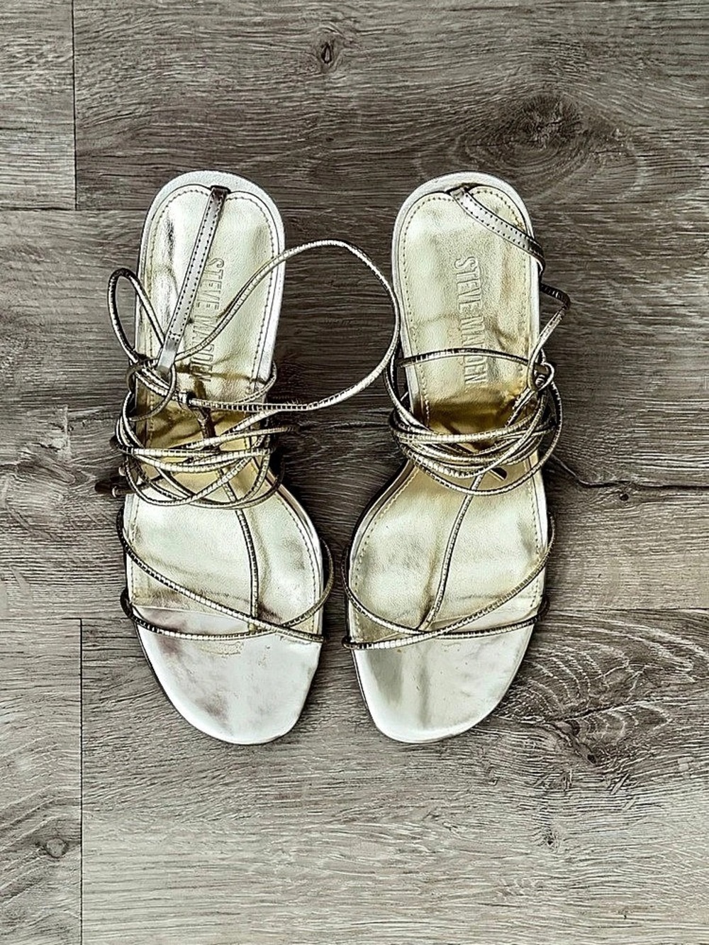 Steve Madden Temptation Strappy High Heel Sandals in Gold